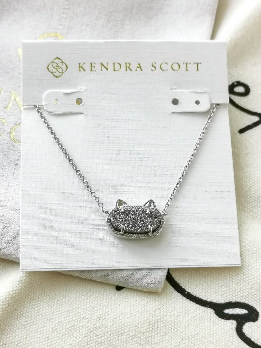 Kendra Scott Silver Cat Druzy Pendant Necklace